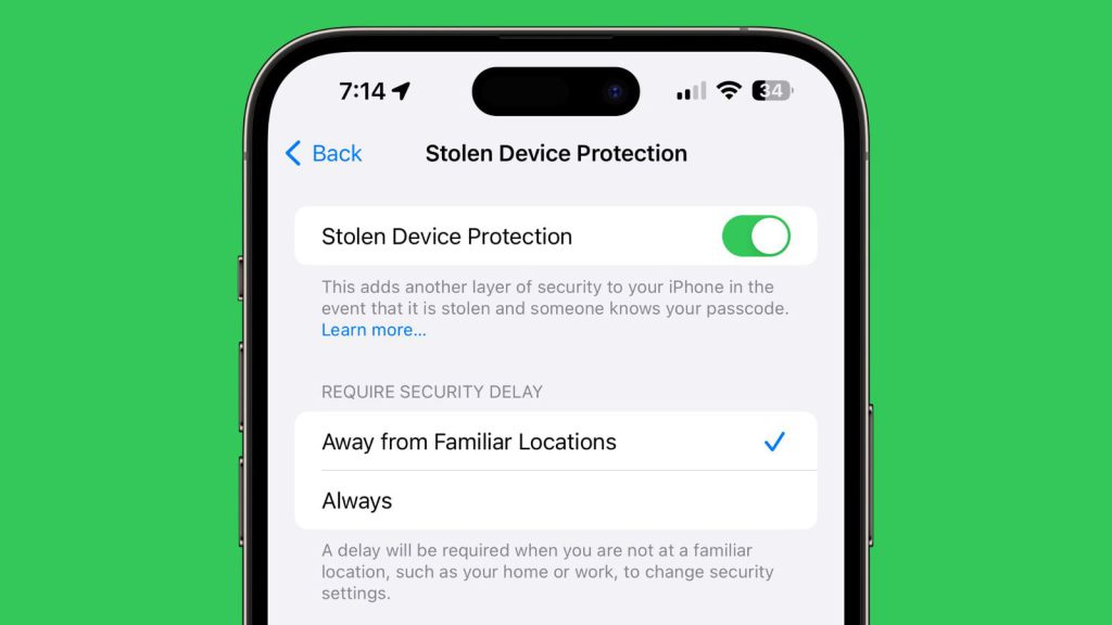 امنیت تلفن همراه دزدیده شده در iOS 17.4